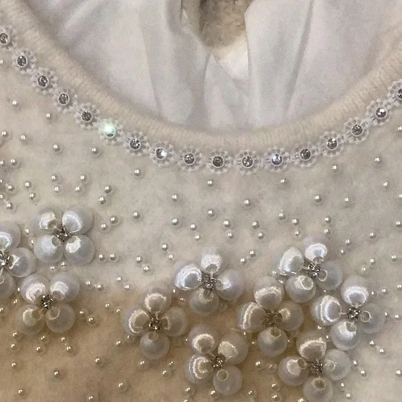 Vintage White bling Angora Sweater /top - Picture 3 of 6